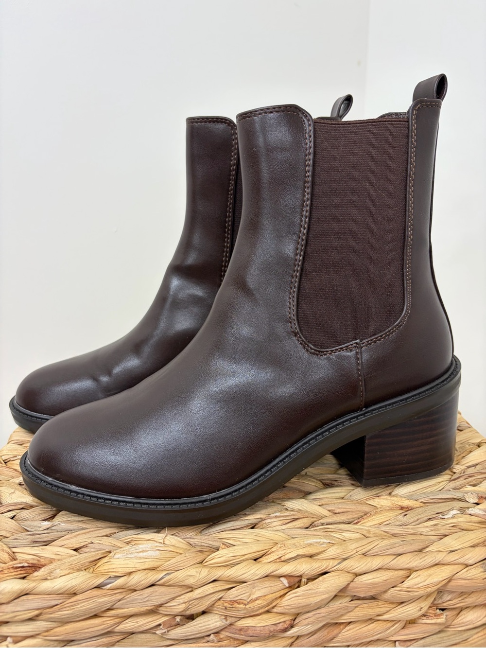 Steve Madden Dark Brown Leather Chelsea Booties